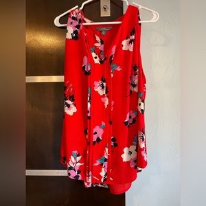Market & Spruce Red floral pleated sleeveless blouse 2x